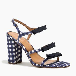 J. Crew Gingham Canvas Heel Sandals with Bows 7.5